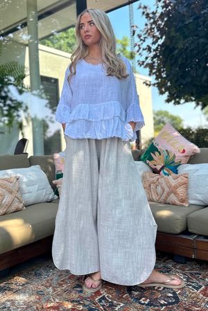 Frame Scoop Hem Pant Washed Stone